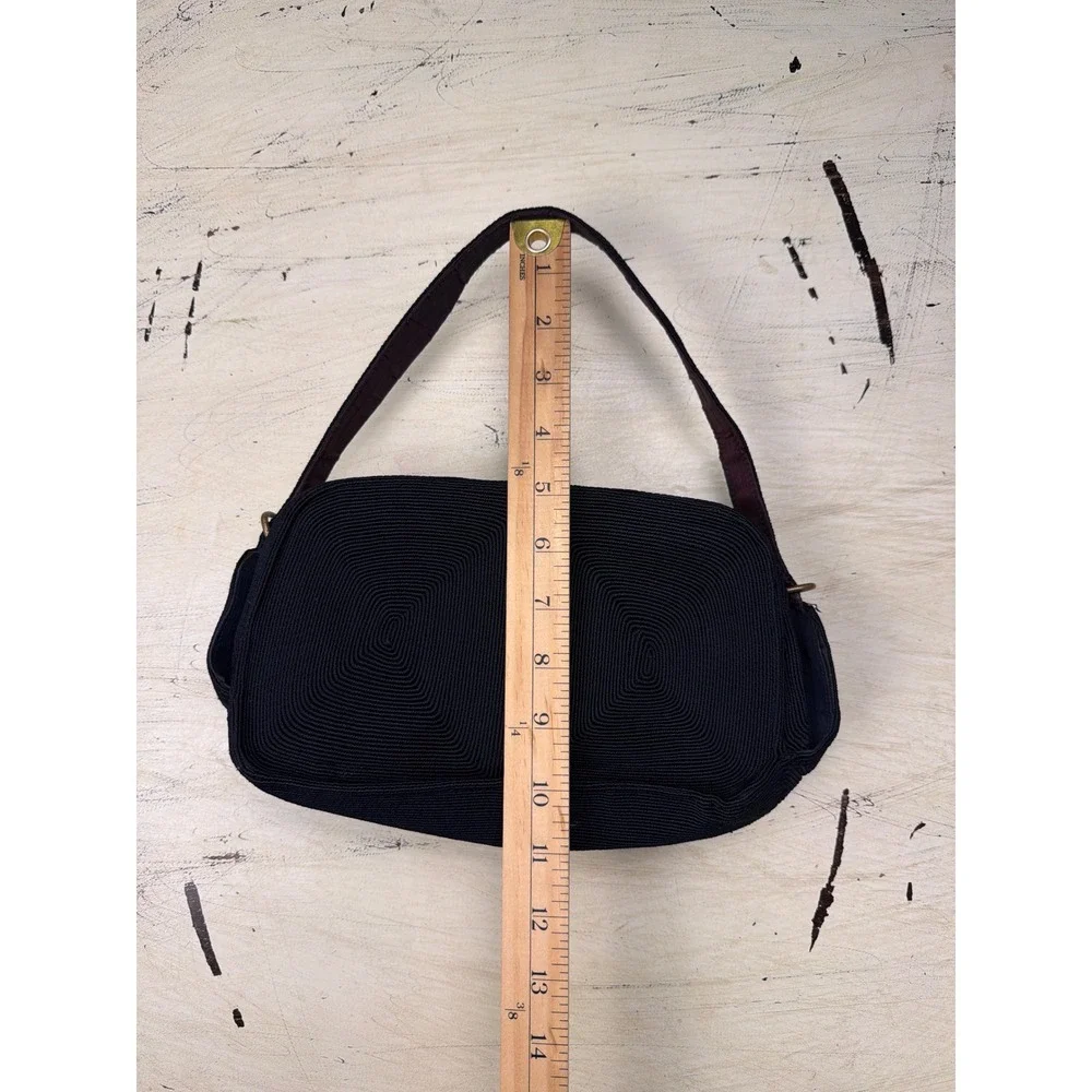 Genuine Corde Handbag Women‎ Small Navy Blue Vintage Kiss Lock Corded Bag VTG